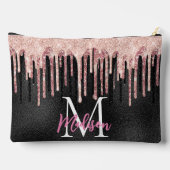 Pochette À Accessoires Carnet monogramme noir à goutte noire rose chic (Verso)