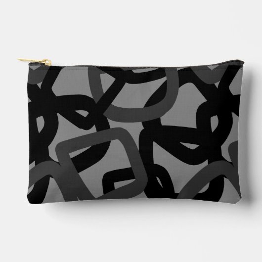 Pochette À Accessoires Carré Tangle noir et gris charbon (Recto)