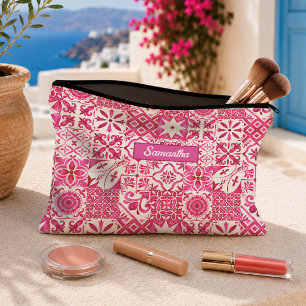 Pochette À Accessoires Carreau floral en majolique sicilienne rouge d'été