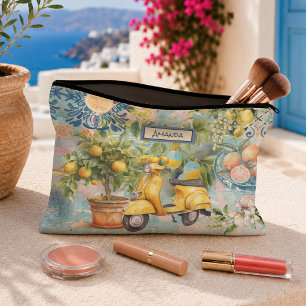 Pochette À Accessoires Carreaux Floraux Siciliens Majolique Bleus Élégant