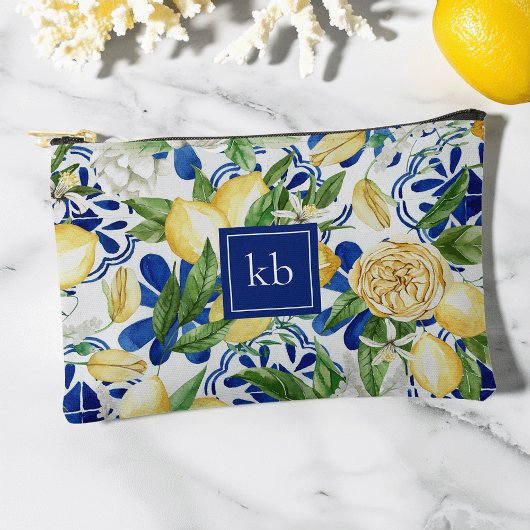 Pochette À Accessoires Carrelage bleu de la côte d'Amalfi Citron Monogram