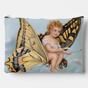 Pochette À Accessoires Carte de Nouvel An vintage, enfant chevauchant un