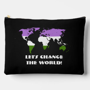 Pochette À Accessoires Carte du monde de la fierté genderqueer