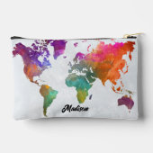Pochette À Accessoires Carte Mondiale En Aquarelle (Verso)