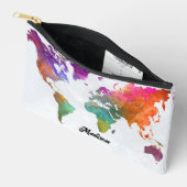 Pochette À Accessoires Carte Mondiale En Aquarelle (Ouvrir)