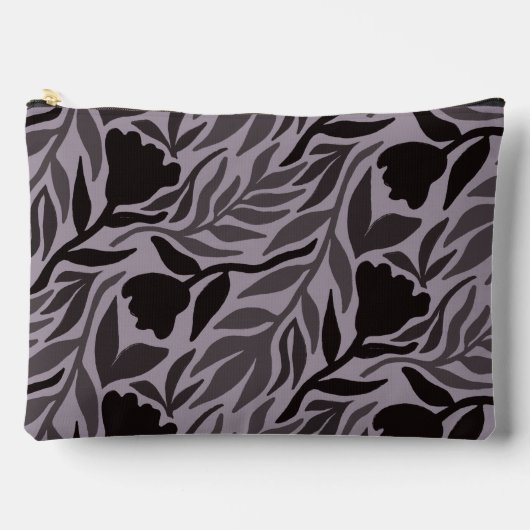 Pochette À Accessoires Cascade de fleurs sauvages Noir & Lavande foncée (Recto)