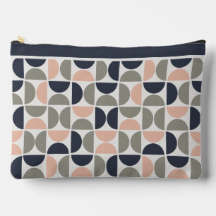 Pochette À Accessoires Cercles bleu marine et rose rétro/milieu du siècle