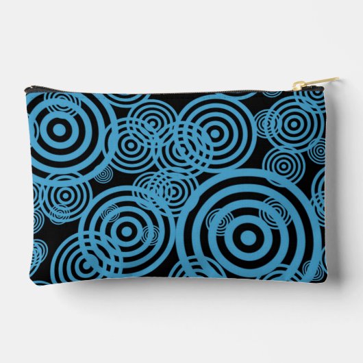 Pochette À Accessoires Cercles bleus modernes et tendance sur monogramme  (Verso)