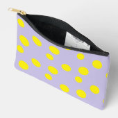 Pochette À Accessoires Cercles pois jaunes sur violet (Ouvrir)