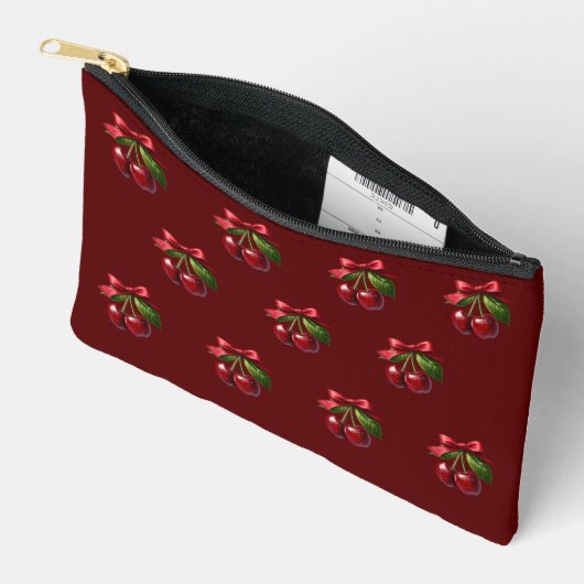Pochette À Accessoires Cerises avec un bow (Ouvrir)
