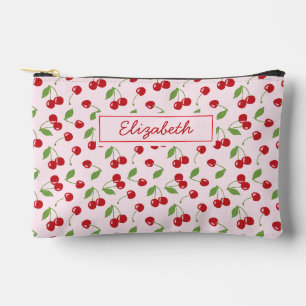 Pochette À Accessoires Cerises Motif avec nom rose pâle