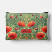Pochette À Accessoires Champ lumineux de pavots rouges, personnalisable (Recto)