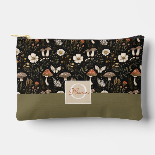 Pochette À Accessoires Champignons mignons et fleurs Motifs d'automne (Recto)