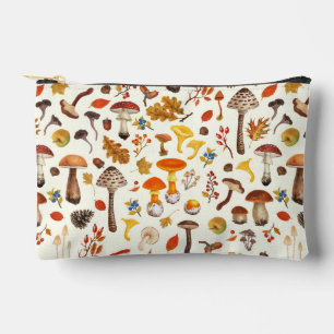 Pochette À Accessoires Champignons sauvages sur blanc