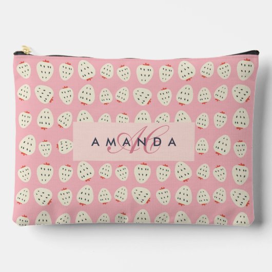 Pochette À Accessoires Charmante Motif de fraises Monogrammes Cadeaux (Recto)