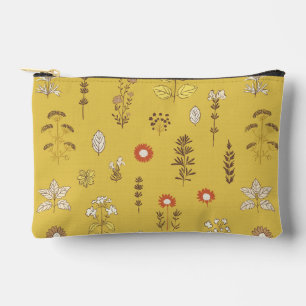Pochette À Accessoires Charme botanique Moutarde Jaune Imprimer Coupe Cou