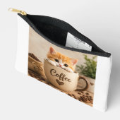 Pochette À Accessoires Charme de chaton dans une tasse de café (Ouvrir)