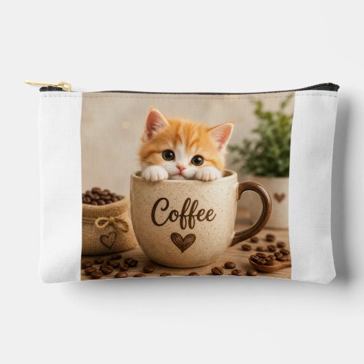 Pochette À Accessoires Charme de chaton dans une tasse de café (Recto)