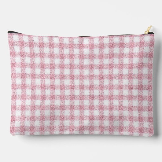 Pochette À Accessoires Charme Gingham Rose et Blanc Velouté (Verso)