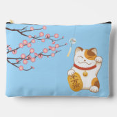 Pochette À Accessoires Chat chanceux japonais, Calico Maneki Neko (Recto)