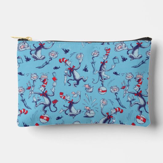 Pochette À Accessoires Chat Dans Le Casquette | Motif bleu (Recto)