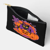 Pochette À Accessoires Chat D'Halloween Et Citrouilles (Ouvrir)