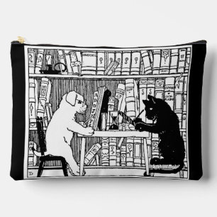 Pochette À Accessoires Chat et chien dans la bibliothèque