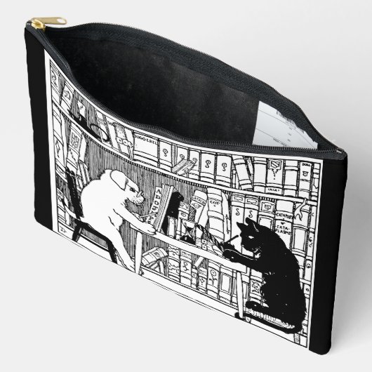 Pochette À Accessoires Chat et chien dans la bibliothèque (Ouvrir)