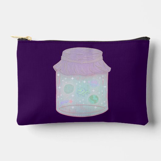 Pochette À Accessoires Chat Galaxie dans un Pot | Art de Chat Spatial Kaw (Recto)