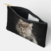 Pochette À Accessoires Chat gris et duveteux (Ouvrir)
