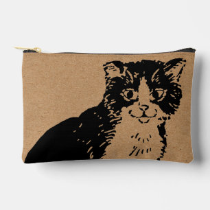 Pochette À Accessoires Chat Kitty sur papier brun Beaux-Arts