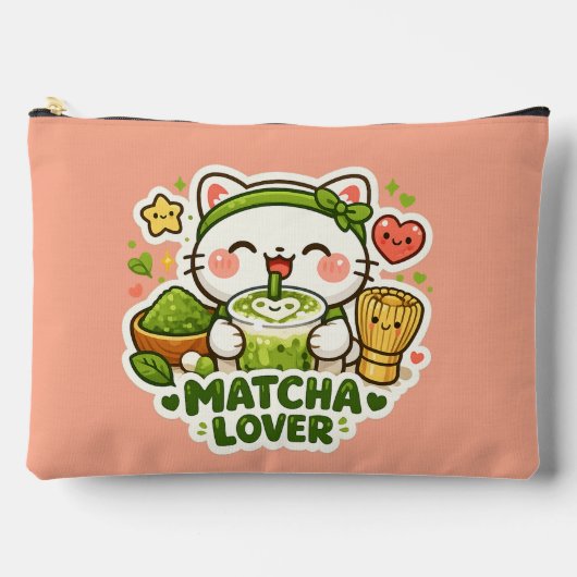 Pochette À Accessoires Chat mignon amateur de matcha (Recto)
