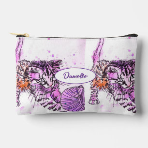 Pochette À Accessoires Chat motif tabby violet aquarelle chats filles
