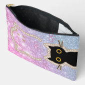 Pochette À Accessoires Chat noir caché qui regarde discrètement Amoureux  (Ouvrir)