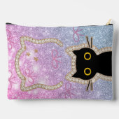 Pochette À Accessoires Chat noir caché qui regarde discrètement Amoureux  (Verso)