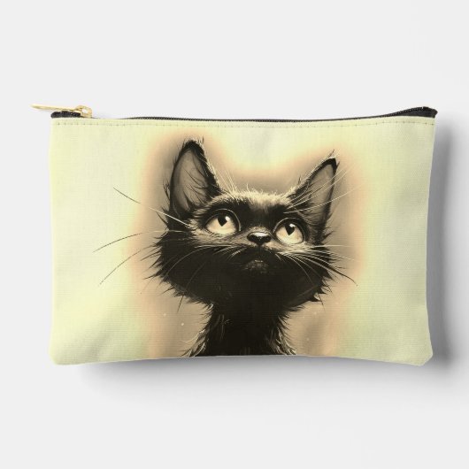 Pochette À Accessoires Chat noir enchanté doré (Recto)