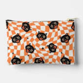 Pochette À Accessoires Chat noir rétro Motif chèque orange (Verso)