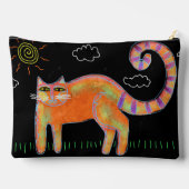 Pochette À Accessoires Chat orange avec Sun Abstrait Art (Verso)