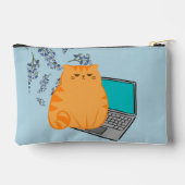 Pochette À Accessoires Chat orange qui travaille (Verso)