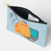Pochette À Accessoires Chat orange qui travaille (Ouvrir)