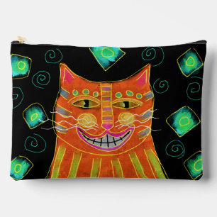 Pochette À Accessoires Chat orange souriant Art Abstrait