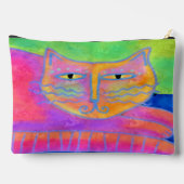 Pochette À Accessoires Chat rose chaud Art Abstrait (Verso)