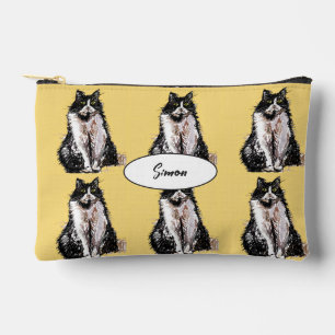Pochette À Accessoires Chat smoking noir jaune blanc nom pour garçons ani