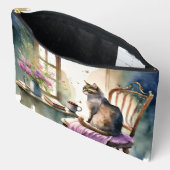 Pochette À Accessoires Chat sur chaise peinte (Ouvrir)