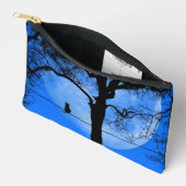 Pochette À Accessoires Chat sur une lune bleue fil (Ouvrir)