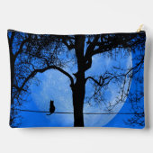 Pochette À Accessoires Chat sur une lune bleue fil (Verso)