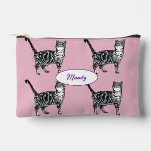 Pochette À Accessoires Chat Tigre Chats Rose Animaux Filles Nom Tigres