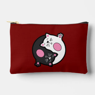 Pochette À Accessoires Chats endormis Yin Yang en noir et blanc