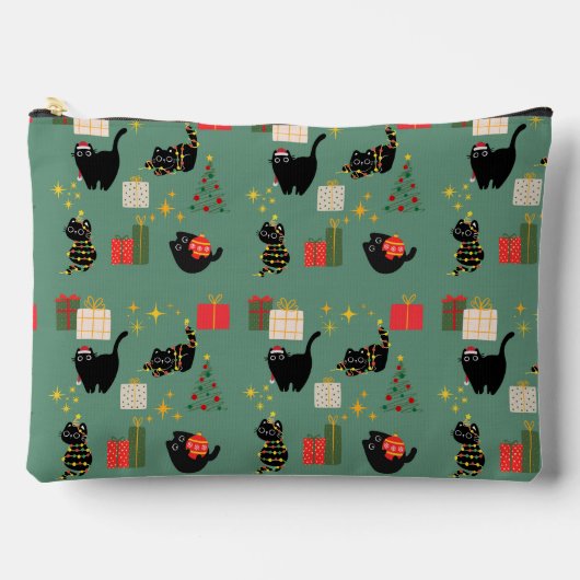 Pochette À Accessoires Chats noirs de Noël (Recto)