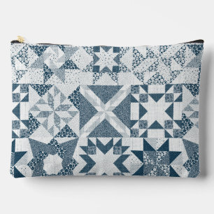 Pochette À Accessoires Cheater Traditionnel Patchwork Stars Quilt Blue